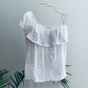 A. Byer White Single-shoulder Top / L